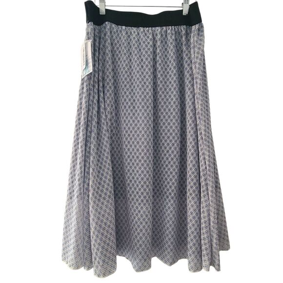 Lularoe Lola Womens Lined Chiffon Skirt Plus Size 2XL NWT Blue Geometric - Picture 1 of 5